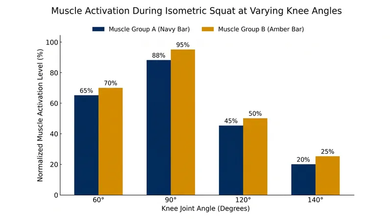 Research indicates that an isometric hold at a 90-degree knee angle maximizes activation in the quadriceps and gluteus maximus.