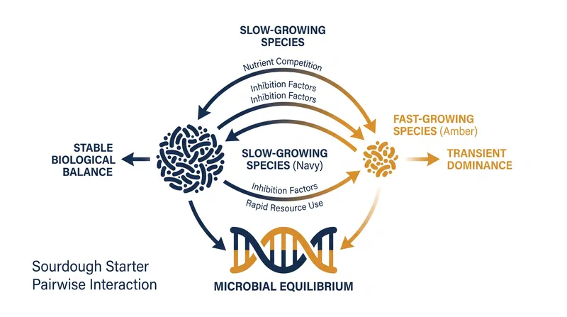 Pairwise interactions ensure that no single fast-growing bacteria can dominate the starter culture.