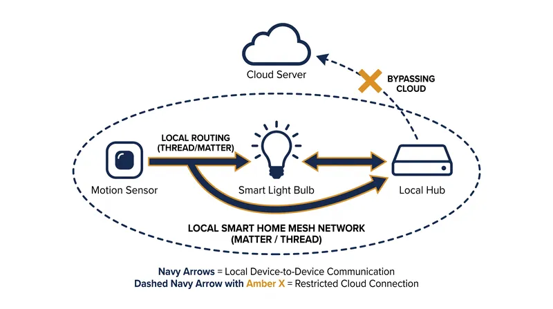 Local mesh networks allow smart devices to communicate directly with one another, eliminating cloud latency.