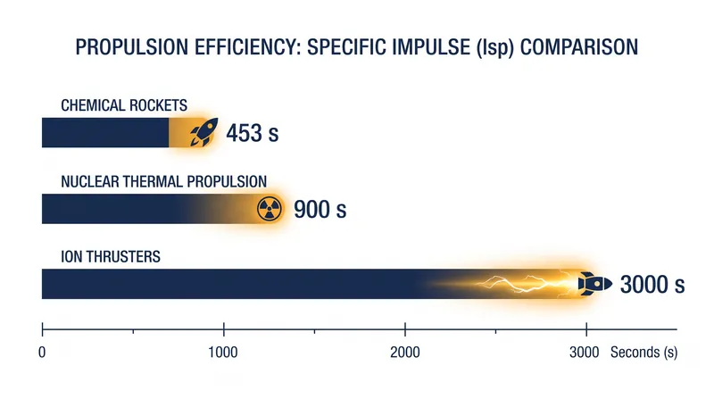 Specific impulse comparison across different propulsion technologies.