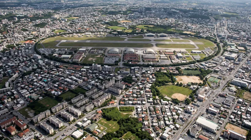 The Marine Corps Air Station Futenma sits in the densely populated city of Ginowan, driving decades of local demands for its relocation.