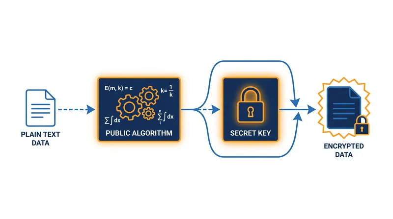 The separation of public algorithms and secret keys forms the basis of modern cryptography.
