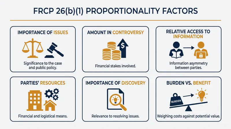 The six factors courts must weigh to determine if a discovery request is proportional.