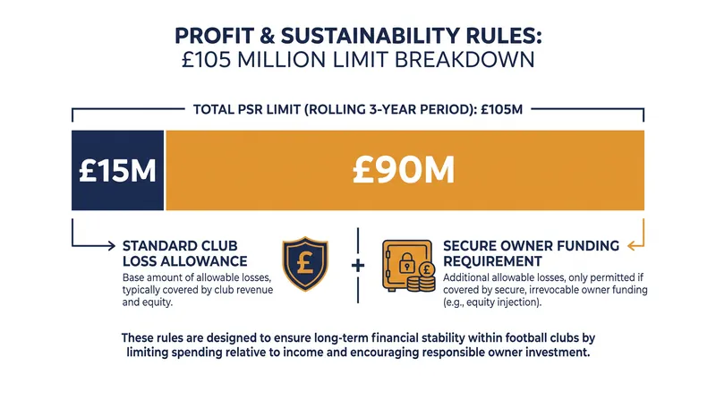 The £105 million PSR threshold requires £90 million in secure owner funding.