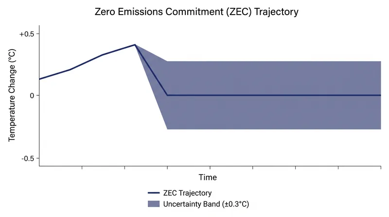 Latest models indicate that if human emissions reach absolute zero, surface temperatures will plateau rather than spike.