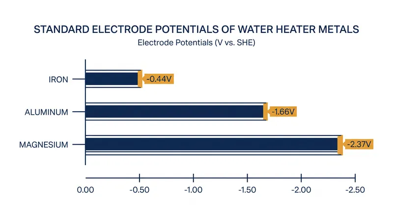 Magnesium provides the strongest voltage differential against iron, making it the most effective sacrificial metal.