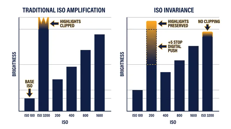 ISO invariance allows photographers to preserve highlight detail by brightening shadows in post-production.