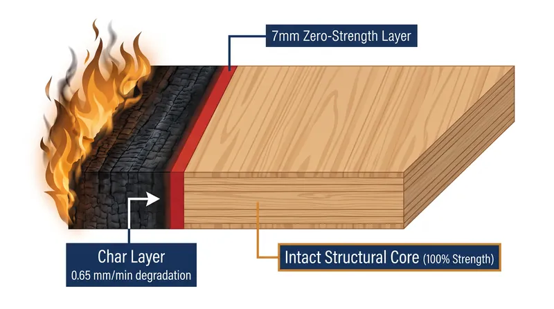 The predictable char rate allows engineers to oversize timber panels, ensuring the structural core remains untouched during a fire.