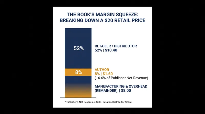 Because royalties are paid on the retail price, they consume a disproportionate share of the publisher's net revenue.