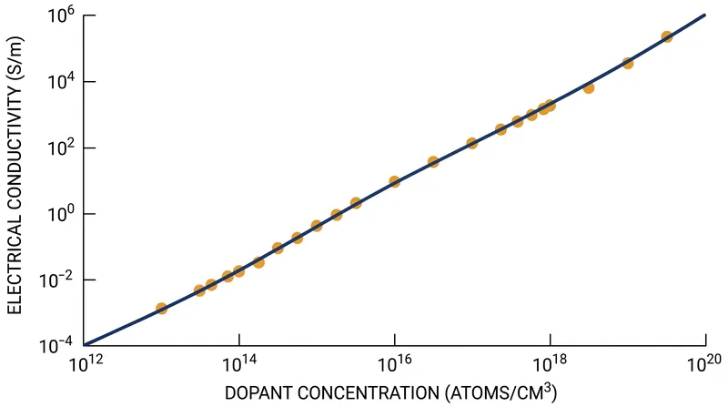 Even a microscopic increase in dopant concentration exponentially increases silicon's electrical conductivity.