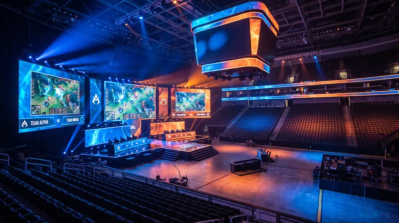 The exterior of Dickies Arena in Fort Worth, Texas, prepared to host an esports tournament.