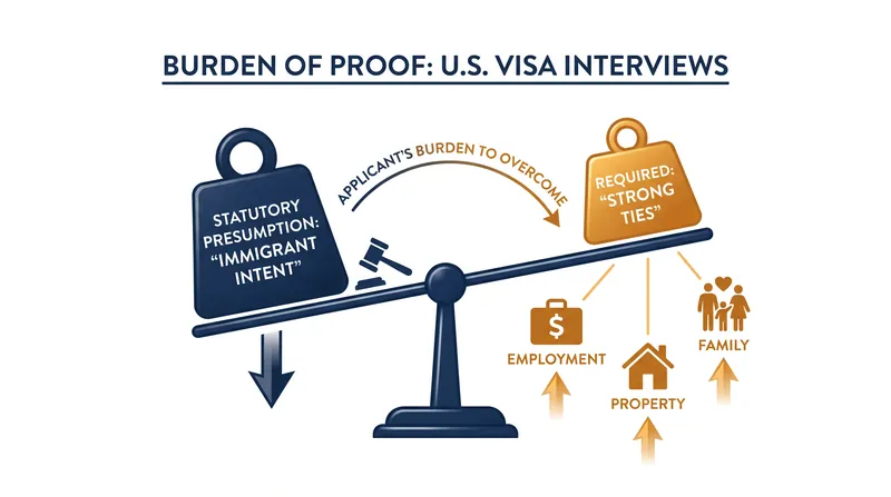 Applicants must provide enough evidence of strong home-country ties to outweigh the legal presumption of immigrant intent.