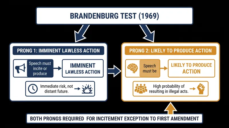 The two-pronged threshold required to strip speech of First Amendment protection.