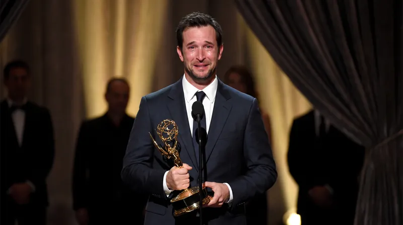 Noah Wyle accepts his second consecutive Emmy for Lead Actor in a Drama for his role in 'The Pitt'.