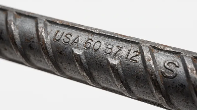 The '60' designation on modern rebar indicates a yield strength of 60,000 pounds per square inch before the metal permanently deforms.