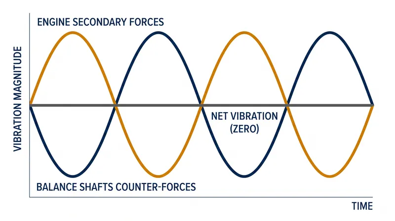 By generating an equal and opposite force, the balance shafts neutralize the engine's inherent secondary vibrations.