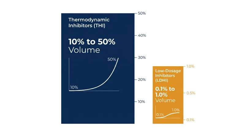 Low-Dosage Hydrate Inhibitors reduce chemical injection requirements by up to a factor of 100 compared to traditional thermodynamic methods.