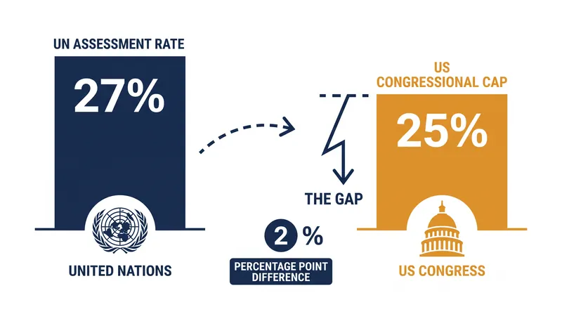 The statutory ceiling enforced by the US Congress creates an automatic shortfall in UN peacekeeping funding.