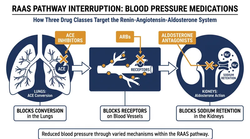 Modern antihypertensive medications target specific enzymes and receptors within the RAAS cascade.