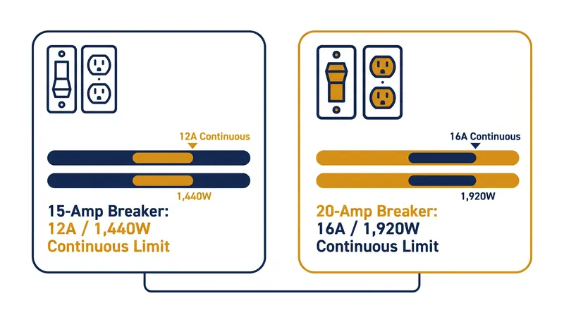 Applying the 80% rule reveals the true continuous wattage limits for standard home circuits.
