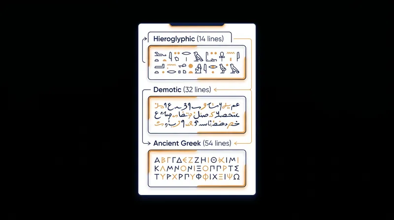 The stone's three registers allowed scholars to use the known Greek text to decipher the unknown Egyptian scripts.