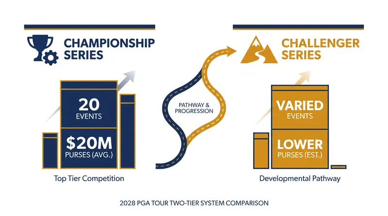 The new two-tier model elevates 20 tournaments to major-championship financial status.
