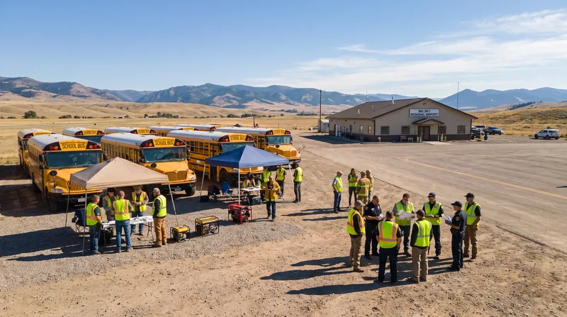 Shelby School District students were temporarily relocated to the nearby airport as a precaution against potential chemical drift.