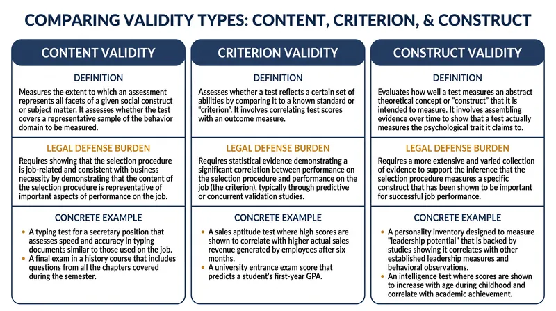 The legal and statistical burden of defending a hiring test scales inversely with its proximity to the actual work.
