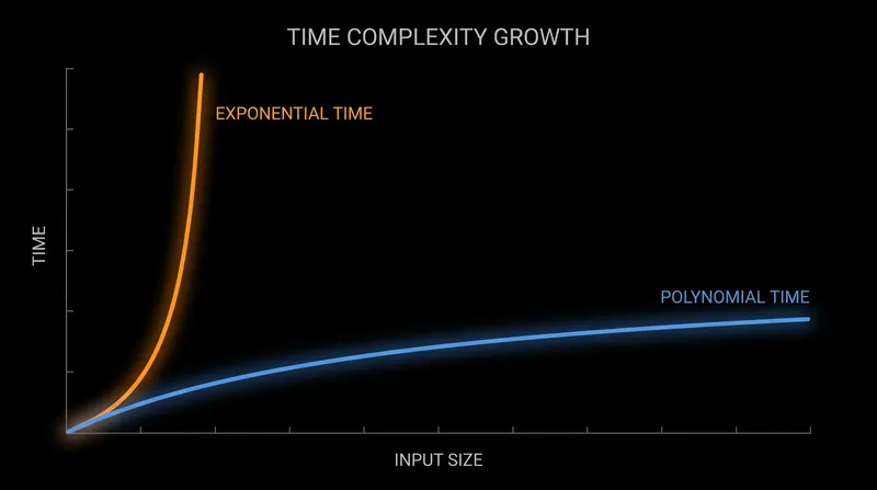 Exponential time growth quickly renders complex problems impossible for classical computers to solve perfectly.