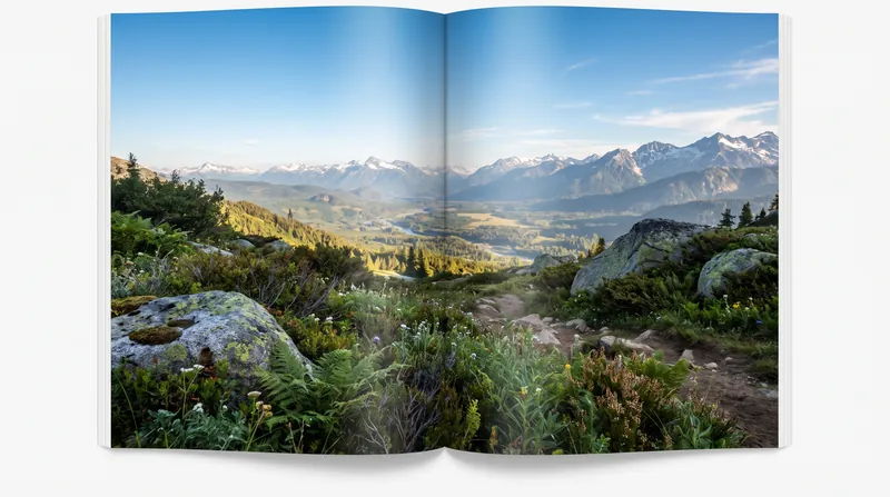 A highly detailed 3D render of a vast mountain landscape stretching to the horizon, demonstrating extreme draw distance without visual artifacts.