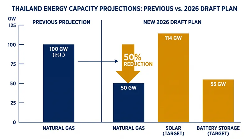 The revised blueprint cuts future natural gas reliance in half while scaling up solar and battery storage.