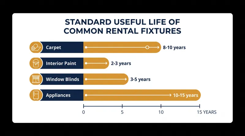 Courts and tax authorities assign a specific 'useful life' to rental fixtures, capping a tenant's liability.