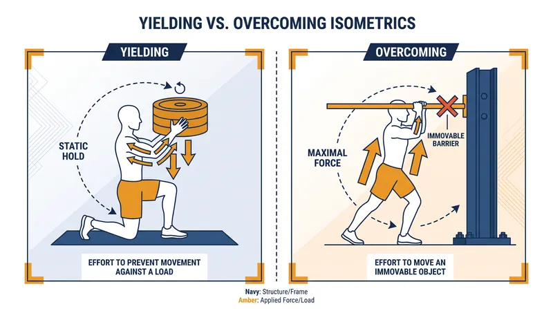 While yielding isometrics focus on holding a load to prevent it from dropping, overcoming isometrics focus on pushing a load that cannot move.