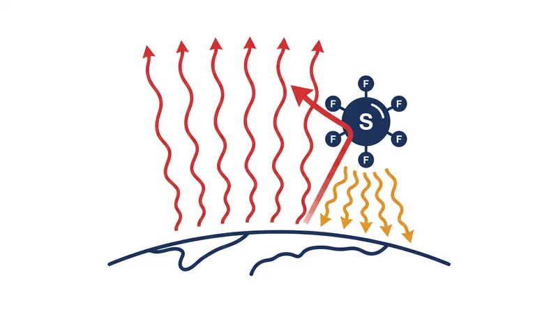 SF6 absorbs outgoing infrared radiation in a specific atmospheric window where other greenhouse gases do not block heat.