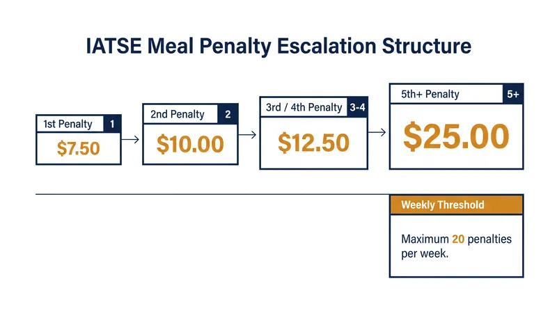 Meal penalties escalate rapidly for every 30 minutes a crew is denied a meal break.