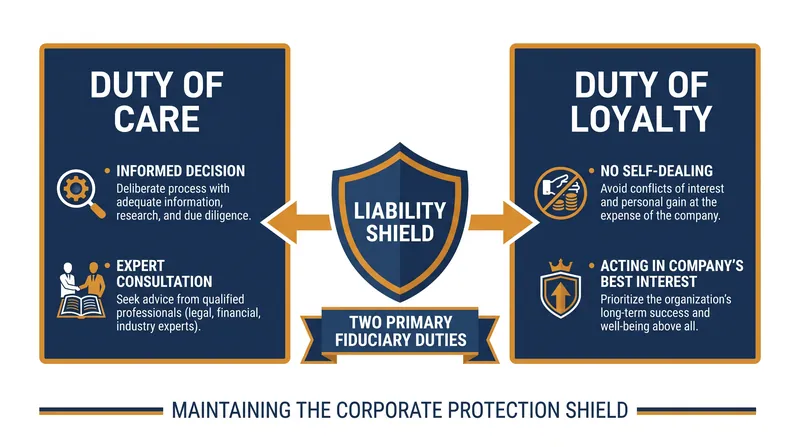 Directors must satisfy both the duty of care and the duty of loyalty to retain the protection of the Business Judgment Rule.