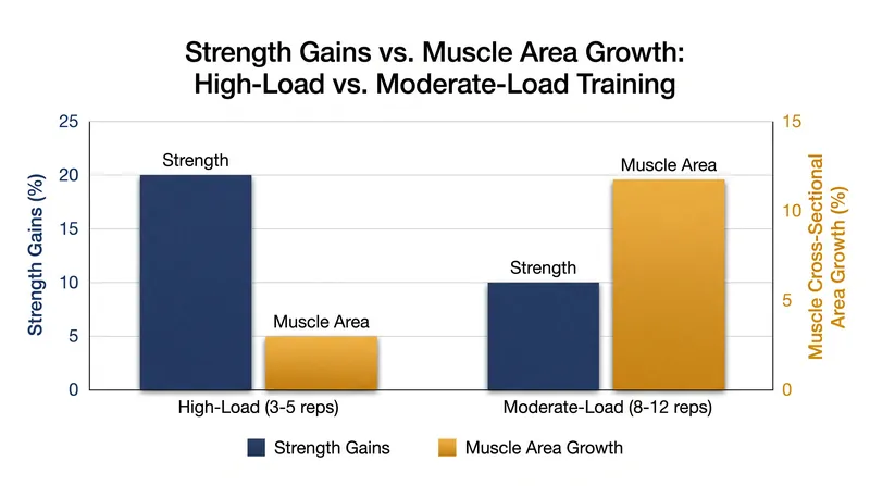 High-load training yields superior maximal strength gains, while hypertrophy can be achieved across multiple repetition ranges.