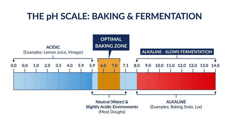 Yeast and flour enzymes perform best in a slightly acidic to neutral environment.