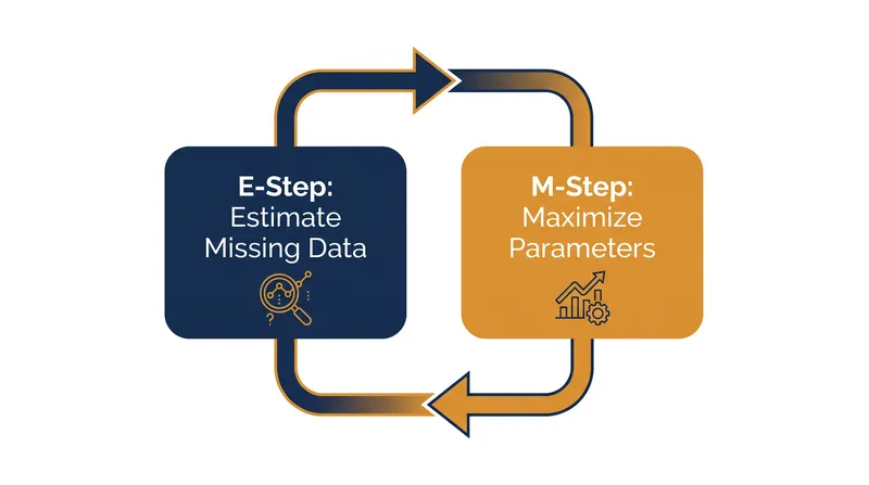 The algorithm alternates between estimating the latent variables and updating the model parameters.