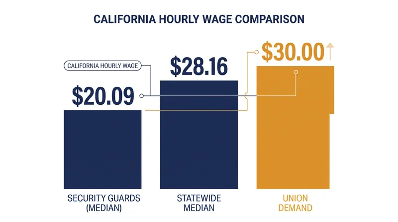 Security guards in California earn significantly less than the state's median wage.