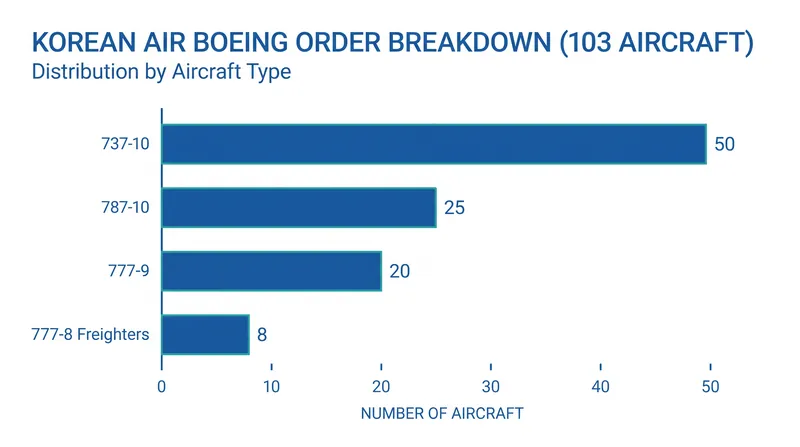 The 103-aircraft order spans both widebody and single-aisle platforms.