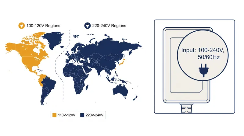 Devices labeled '100-240V' are dual-voltage and only require a physical adapter to work globally.
