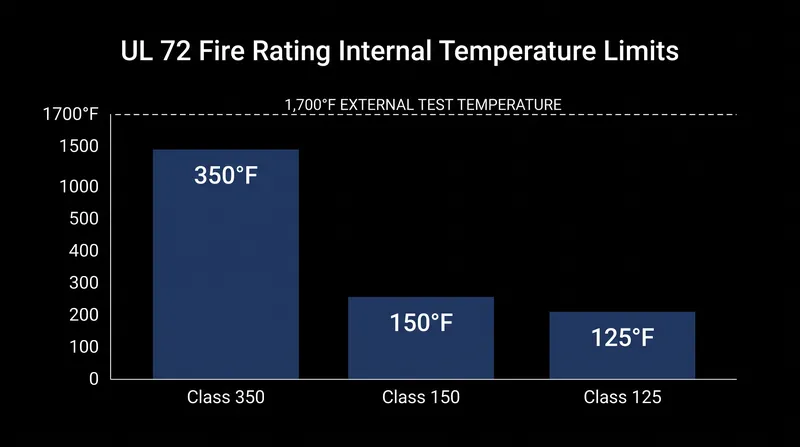 The UL 72 classification number directly represents the maximum allowable internal temperature in Fahrenheit.