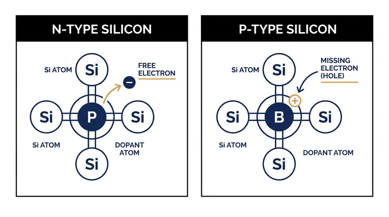 Silicon is doped with specific impurities to create an imbalance of electrons, forming the foundation of the P-N junction.