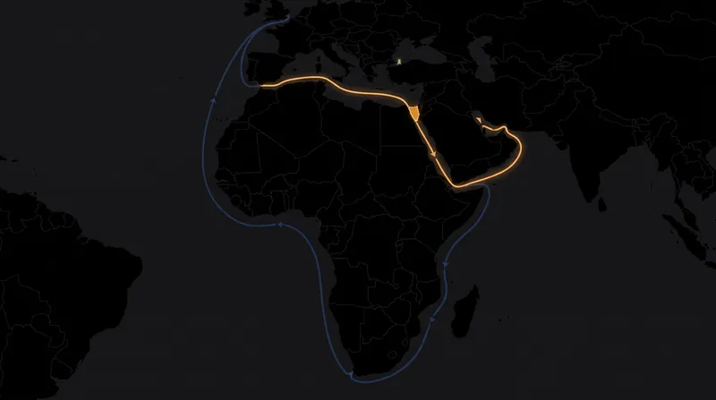 Vessels exceeding the canal's dimensions must route around the Cape of Good Hope, adding weeks to transit times.