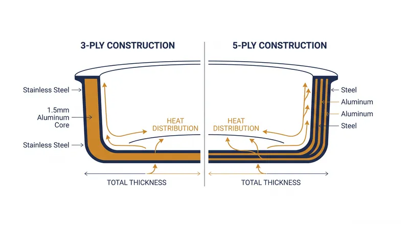 When total thickness remains constant, adding layers reduces the volume of the highly conductive aluminum core.