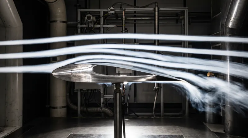 Wind tunnel smoke tests visually confirm the massive downward deflection of air required to generate lift.