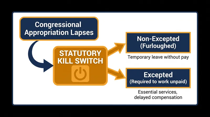How a lapse in appropriations triggers mandatory furloughs across the federal government.