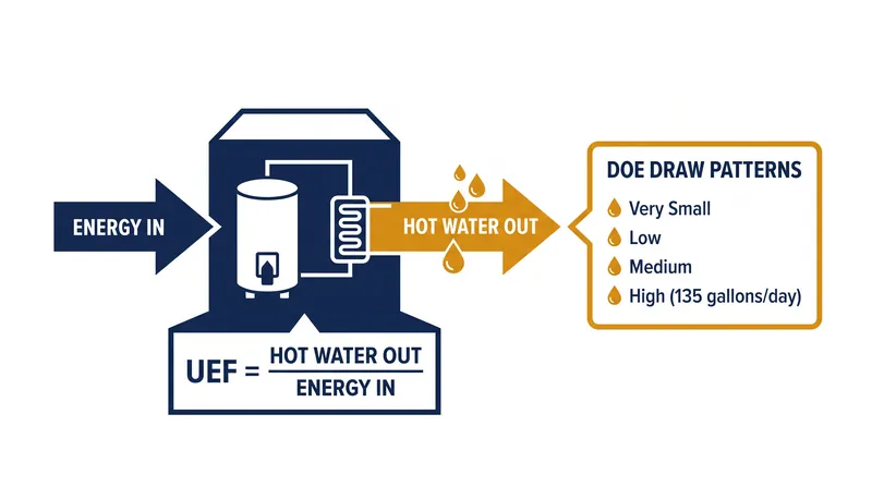 The UEF is calculated based on standardized daily draw patterns to reflect real-world usage.