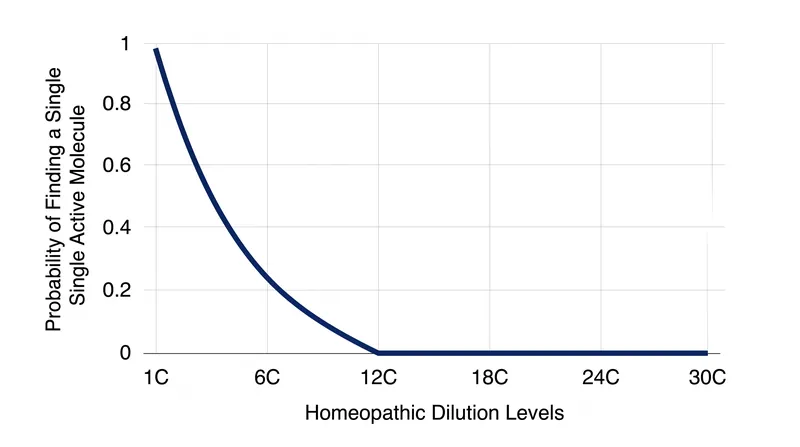 The probability of retaining active molecules drops to zero long before reaching the standard 30C dilution.